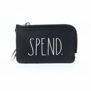 Rae Dunn “SPEND.” Black Zip Card Holder Wallet Coin Purse Minimalist Wallet EUC